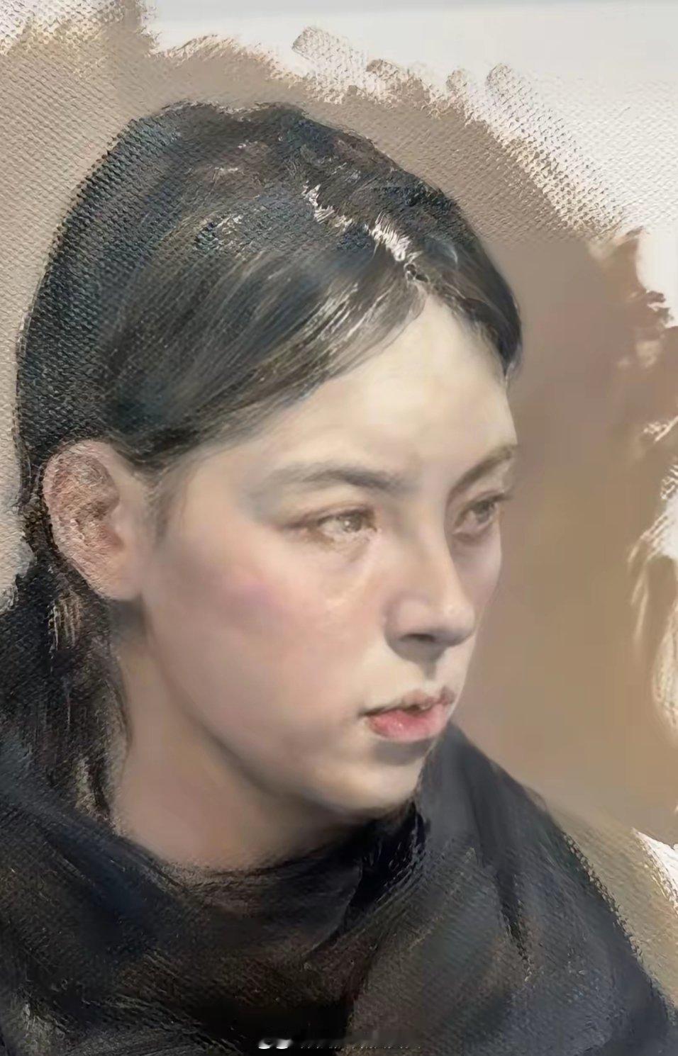 两大美院院长画同一位女模特肖像油画作品 