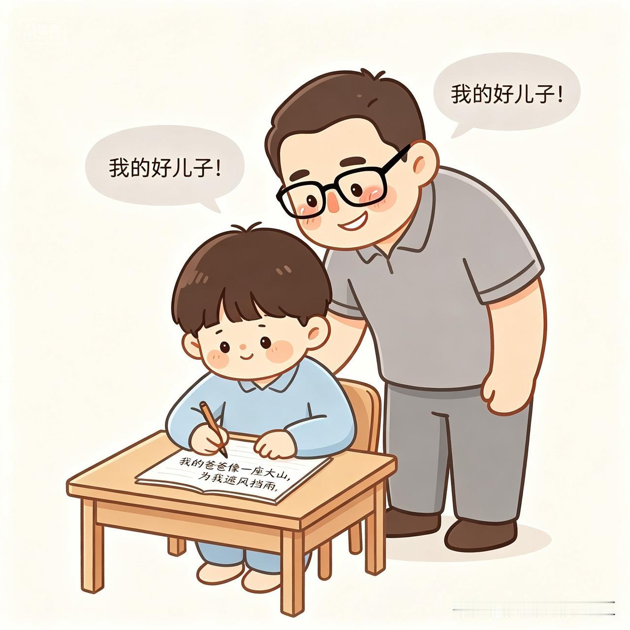 辅导作业的“降维打击”

儿子写作文《我的爸爸》，开头写道：“我的爸爸像一座大山