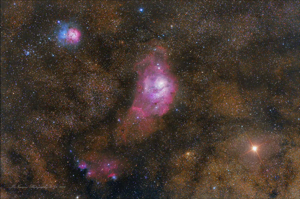 #每天一天文图# 三叶星云、礁湖星云与火星 ​​​