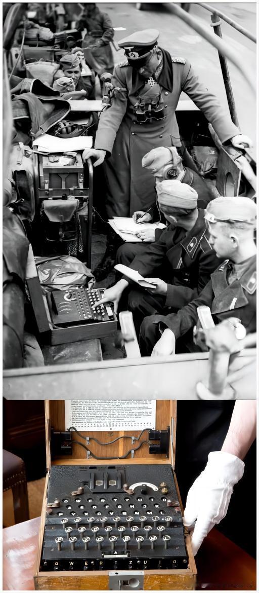 经典照片——1940年5月，海因茨·古德里安在通讯车上下达命令，其通信兵使用恩尼