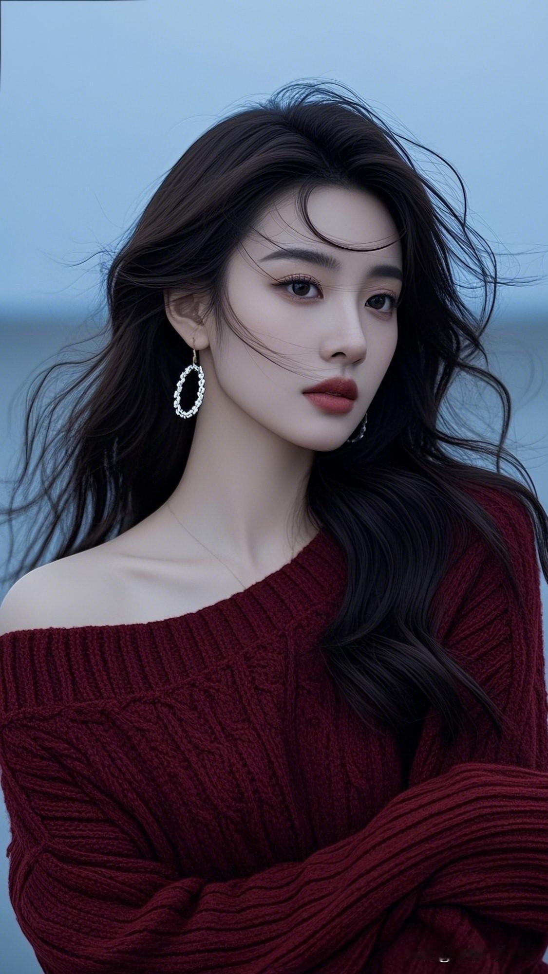 温柔红毛衣，优雅气质女神，秋冬穿搭指南。清雅脱俗的美到底长啥样？