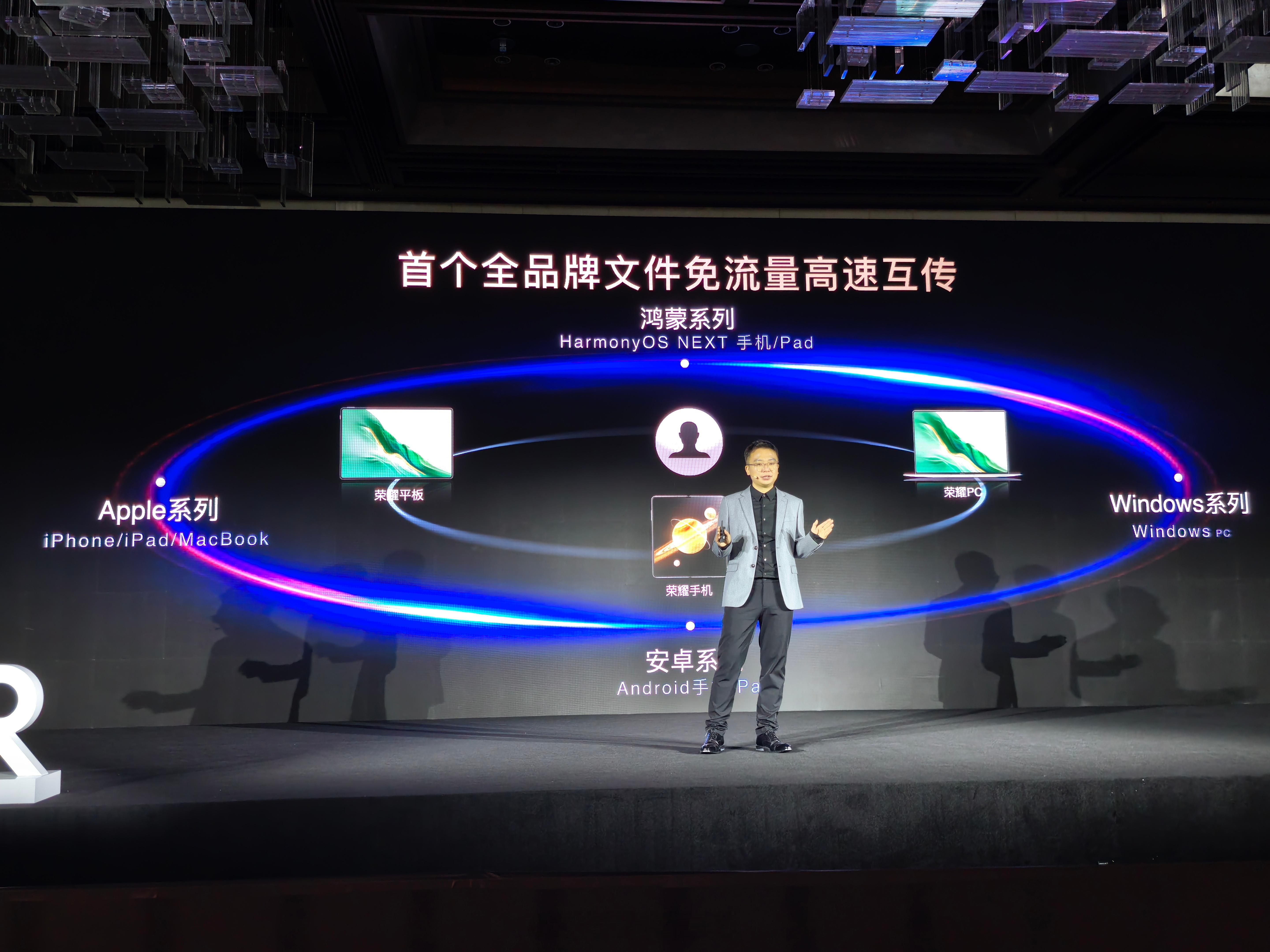 荣耀是目前市面上唯一一个打通了 Android、HarmonyOS、iOS、ma