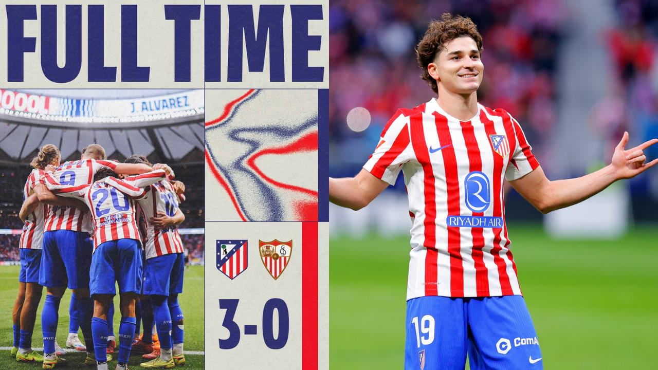 西甲：马德里竞技主场3-0大胜塞维利亚，联赛十轮不败。
阿尔瓦雷斯点射，阿尔马达