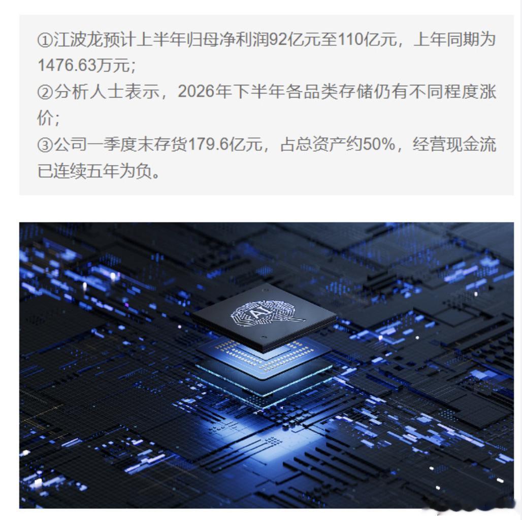 江波龙业绩炸裂原因 江波龙半年赚了100亿，上次去高通汽车峰会，江波龙就一个不大