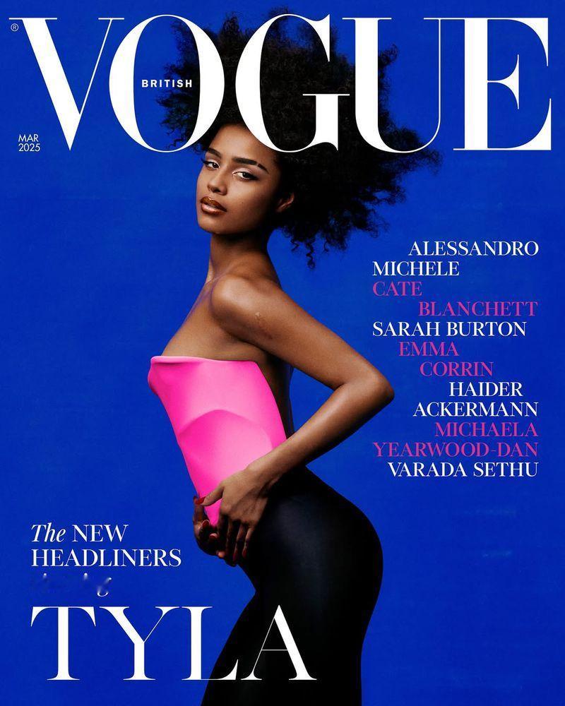 歌手Tyla登上英国版《VOGUE》2025年3月刊封面，首张Vogue封面来自