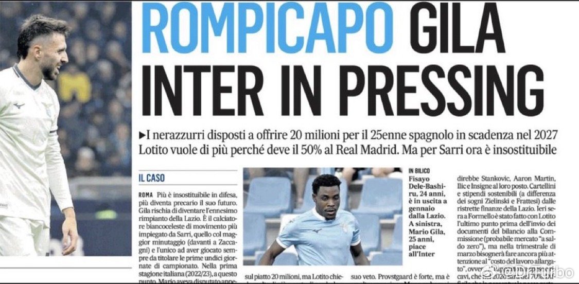 信使报：国际米兰正在积极争取引进吉拉 蓝黑军团愿意出价2000W 但洛蒂托想要更