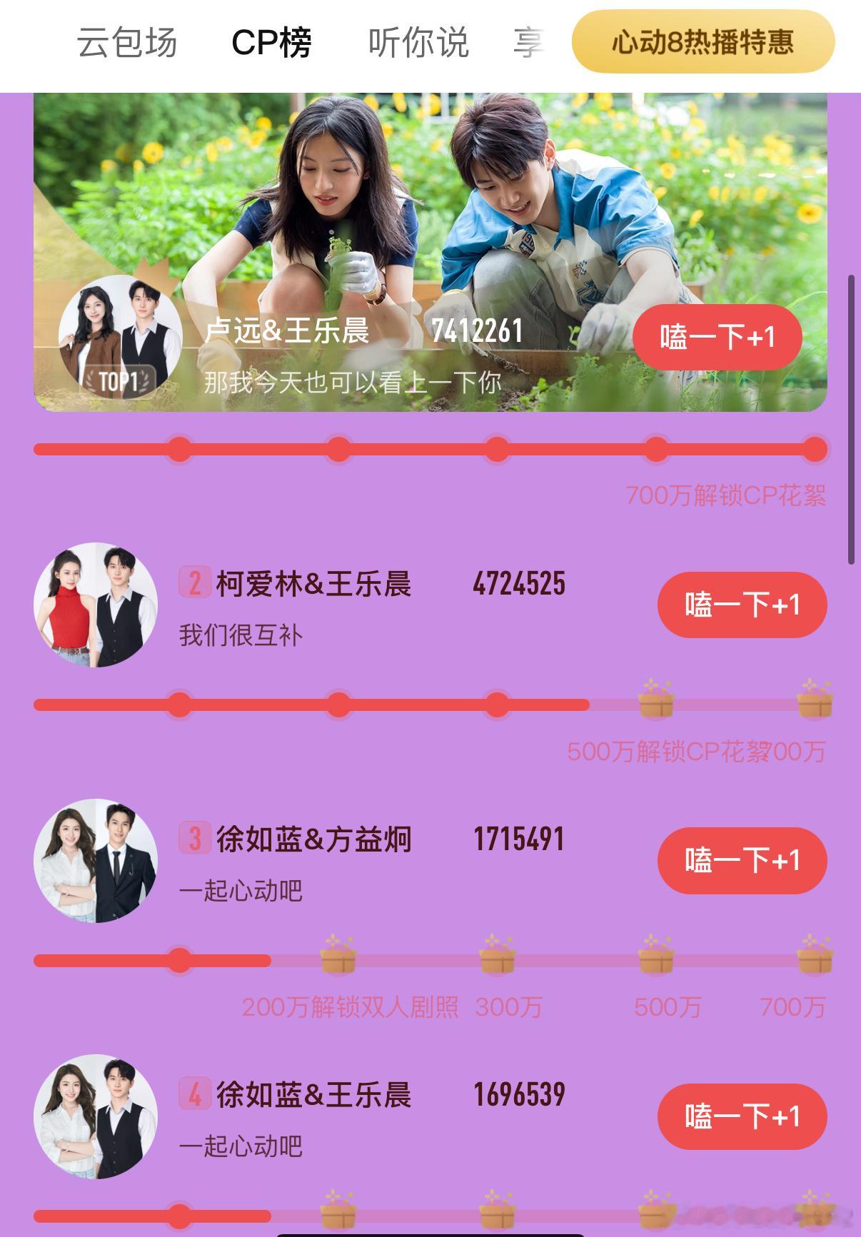 心动的信号8cp榜前八对cp真的就是cp大乱炖网友抓到哪对就开始磕了徐如蓝&王乐