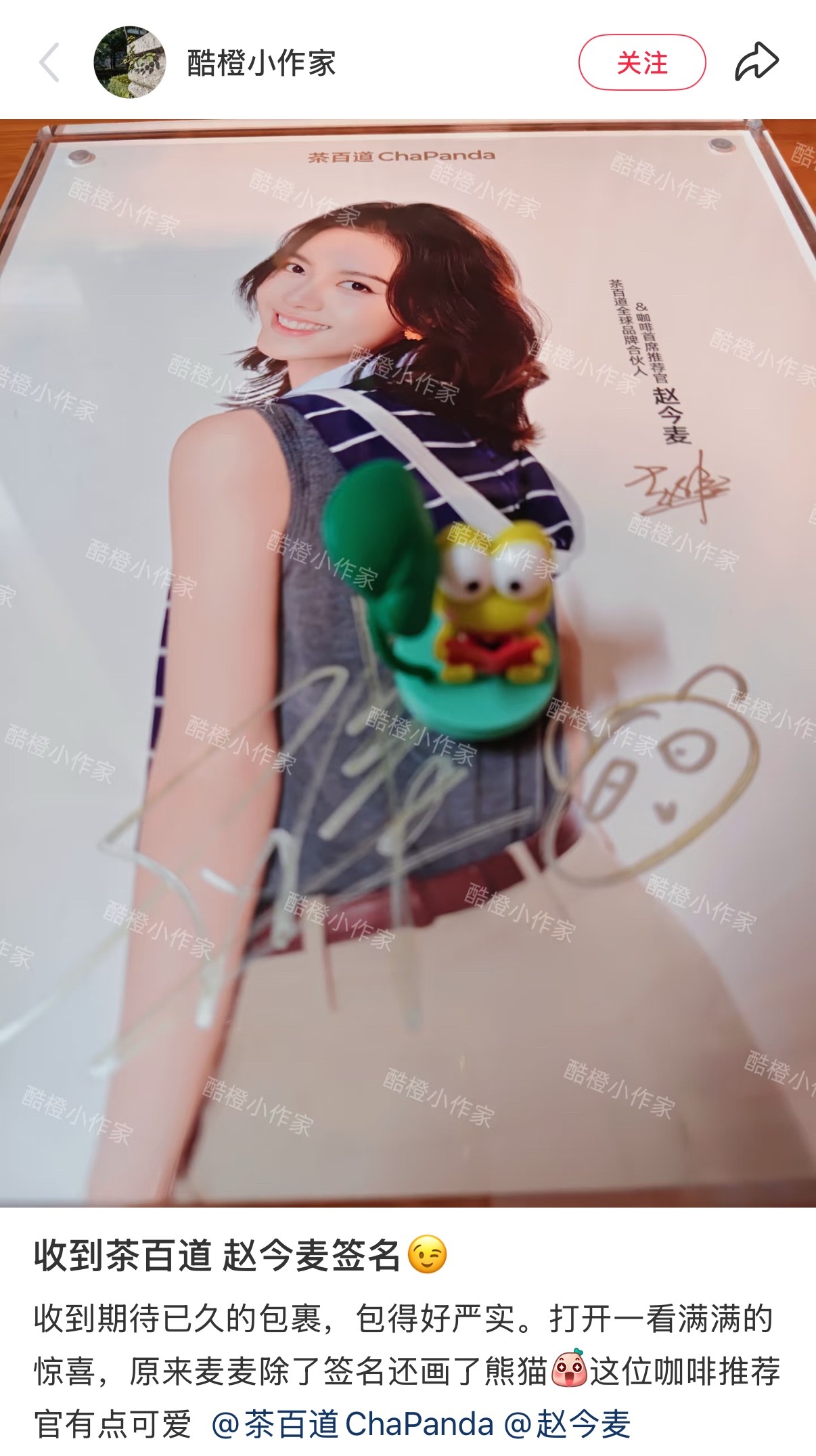 感觉老麦画完这个熊猫后会发出哼哧哼哧的小猪笑。。。赵今麦代言茶百道咖啡 ​​​