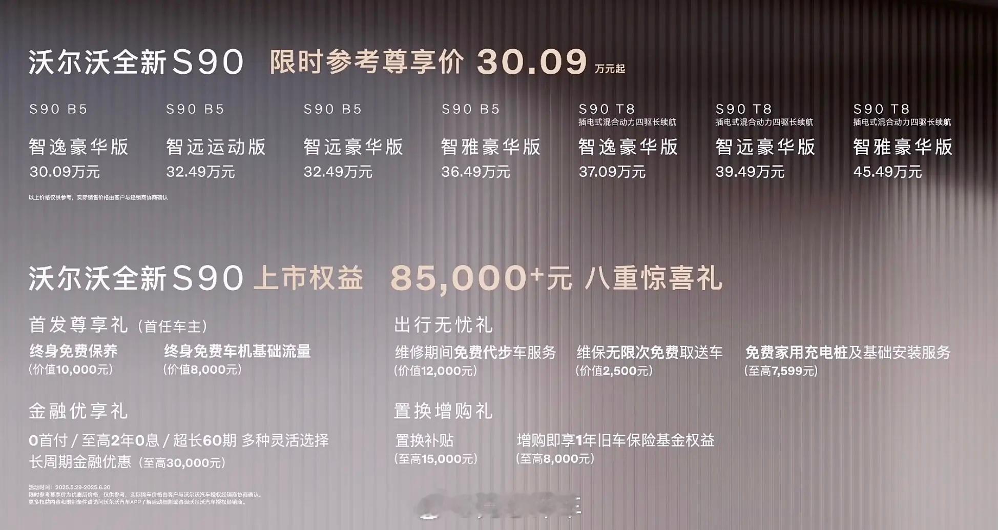 最新款沃尔沃S90正式上市，共推出7款车型，指导价格为40.69万元起，限时参考