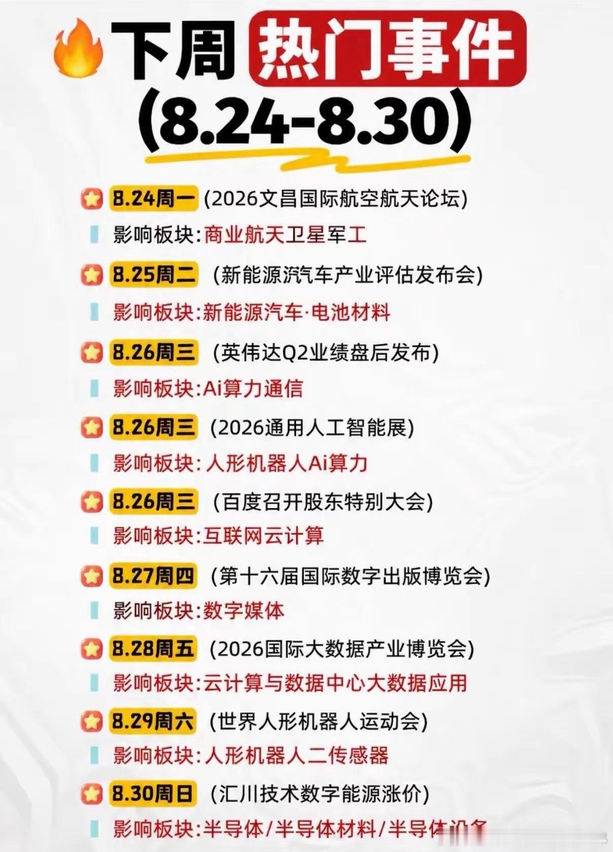 下周热门大事件（8.24~8.30) 
