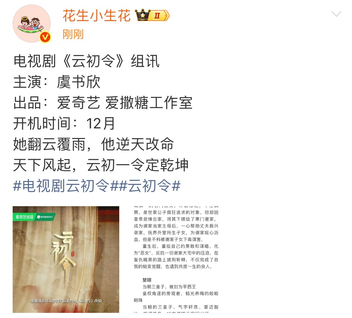 虞书欣云初令人设云初令选角 云初令选角，网传主演虞书欣 ​​​