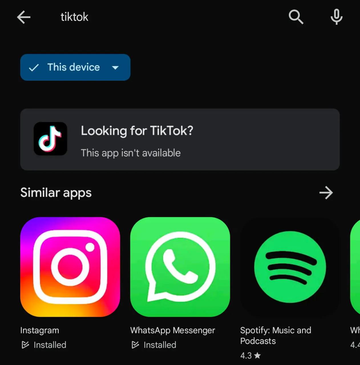 谷歌已经从 Google Play 中删除 TikTok 及相关应用，搜索 Ti