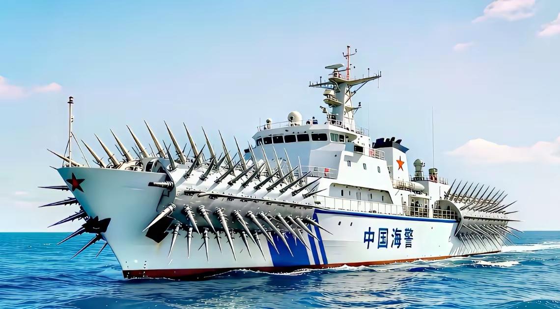 高手在民间，这招对付菲猴子确实管用，图一，网友专为中国海警抵御菲律宾橡皮艇冲撞而