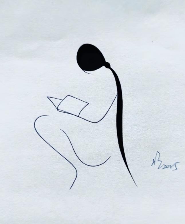 〔看图猜缺啥？〕图中画面是素描者的作品。咋看就像缺点什么似的？怎么样补充让她更完