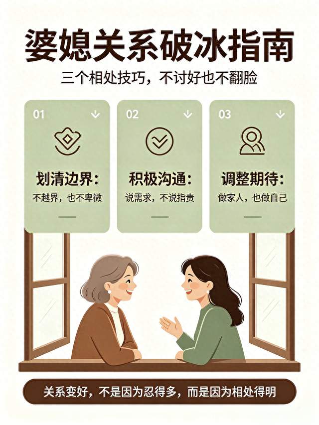 婆媳关系破冰指南：三个相处技巧，不讨好也不翻脸