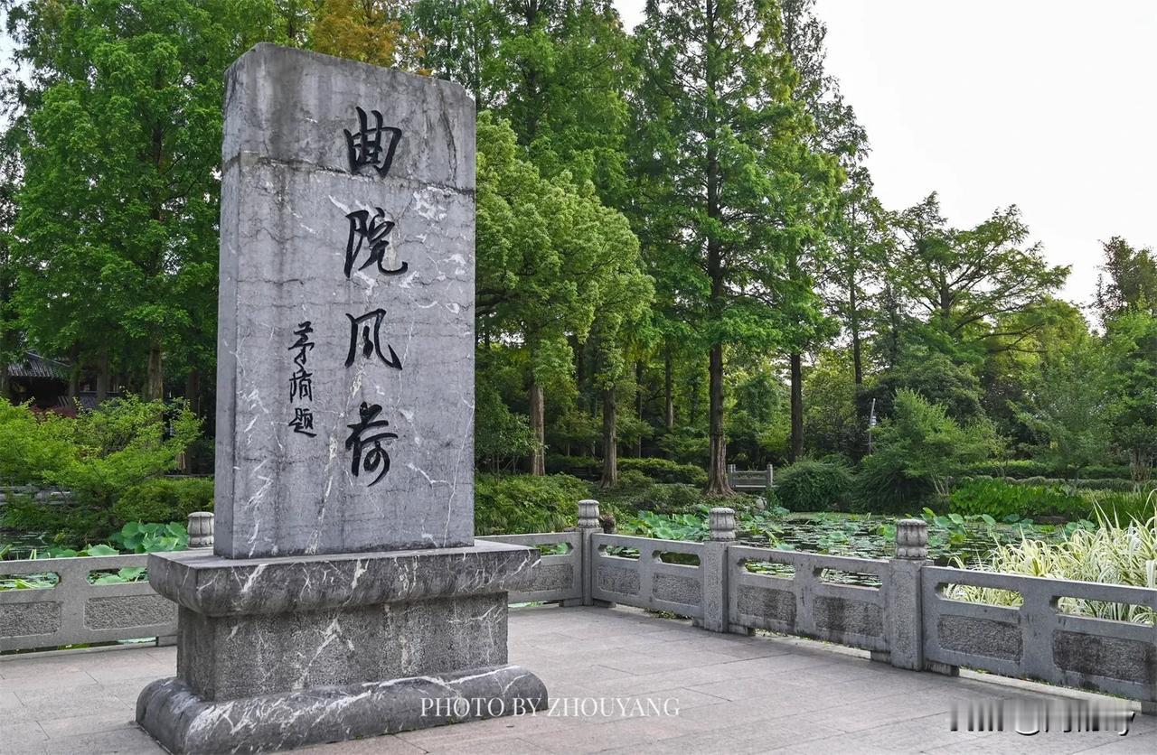 曲院风荷，杭州西湖十景之一，因南宋时此间有一座官家酒坊，每当夏日风起，酒香荷香沁