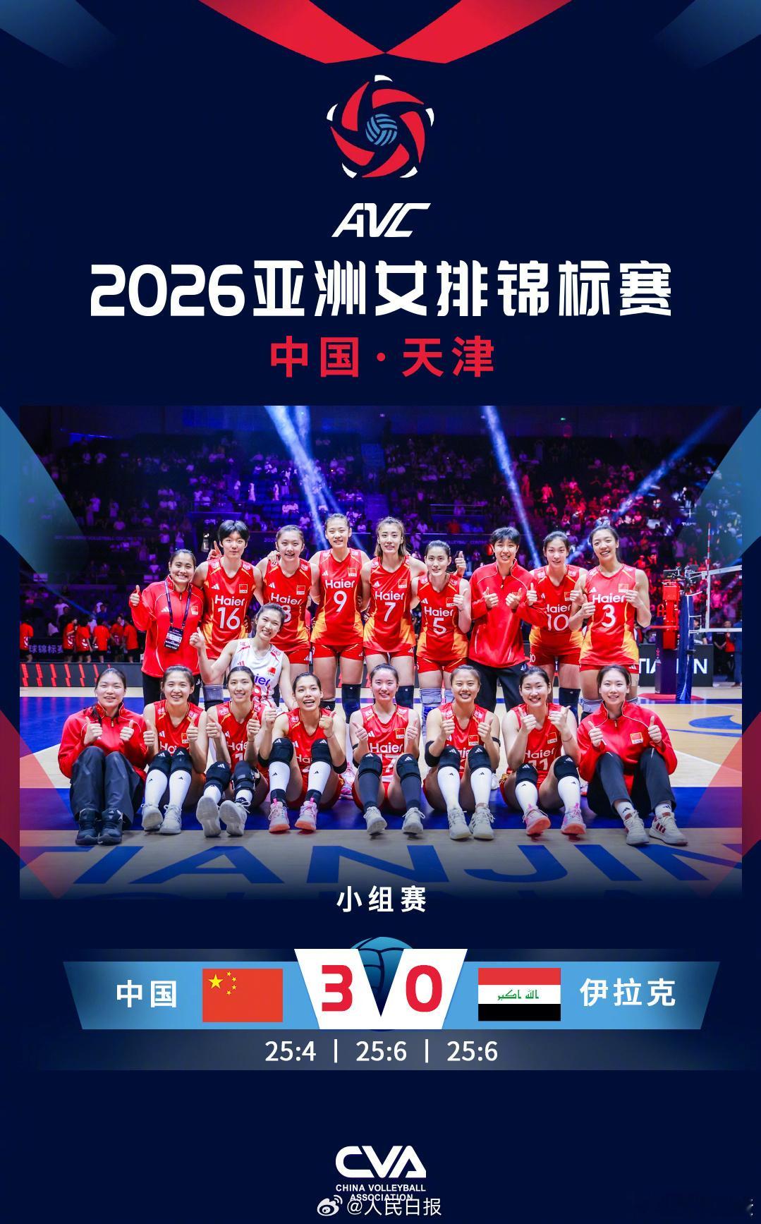中国女排亚锦赛开门红中国女排3比0伊拉克2026年女排亚锦赛小组赛，中国女排迎来