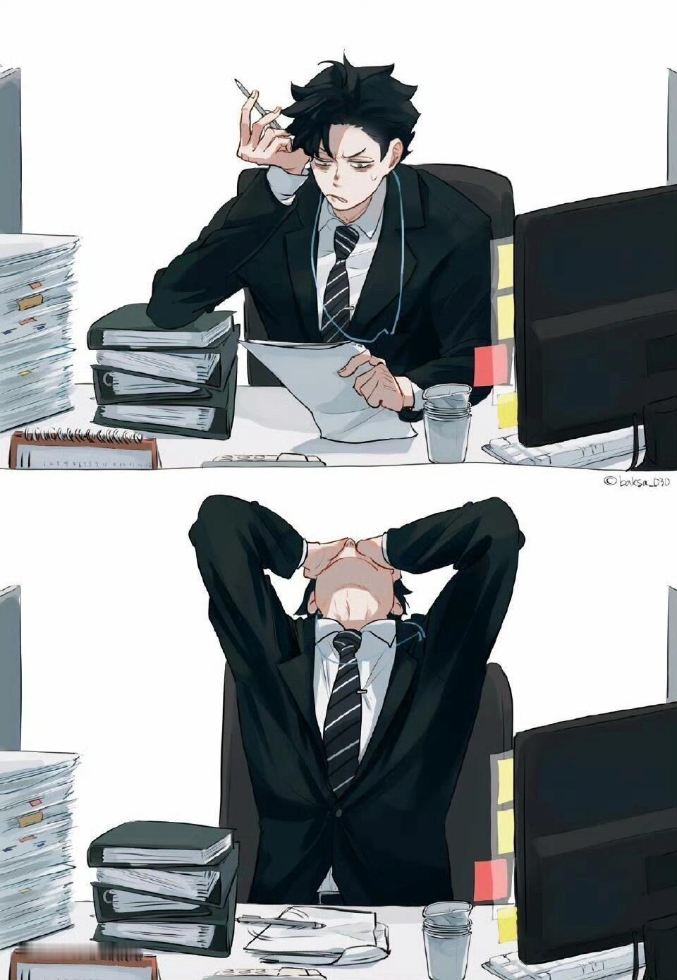 排球少年黑尾铁朗的社畜生活黑尾铁朗 画师X:baksa_030 