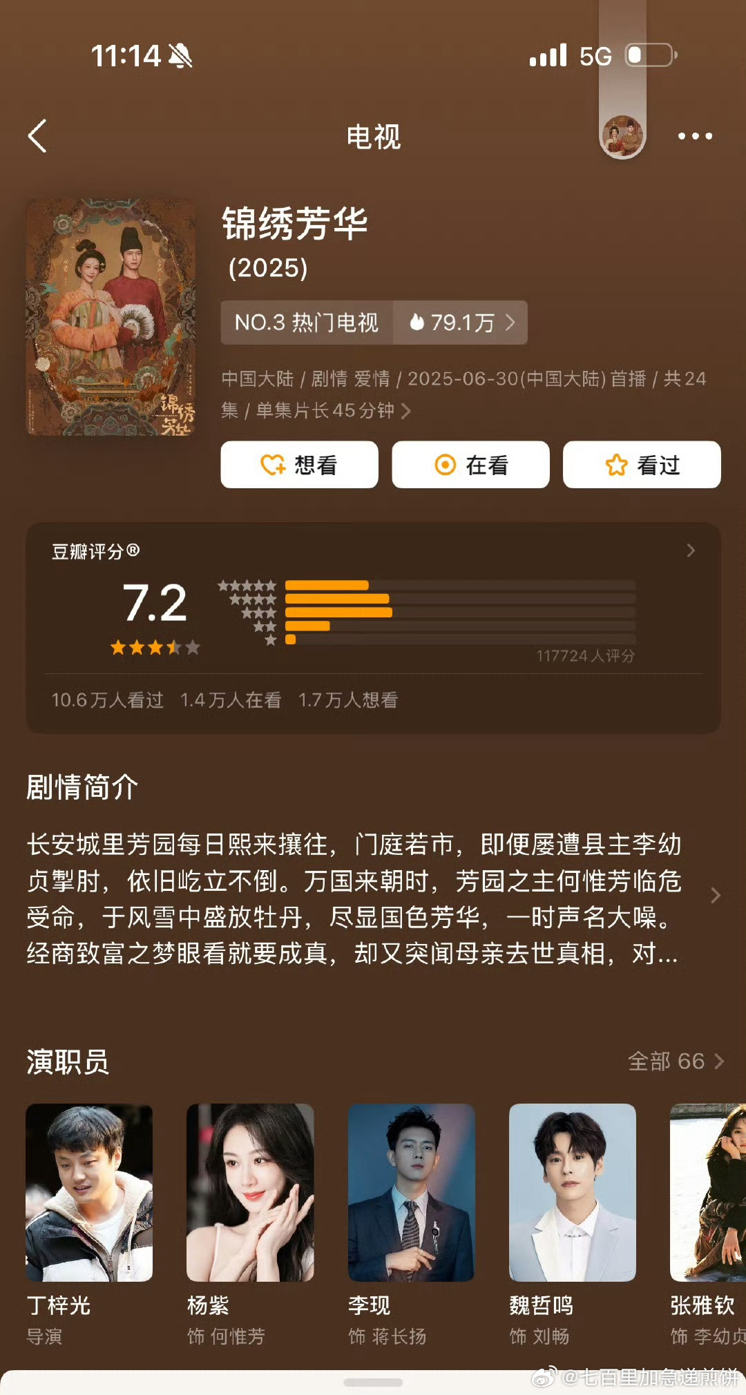 锦绣芳华豆瓣开分7.2，你觉得高了低了 ​​​