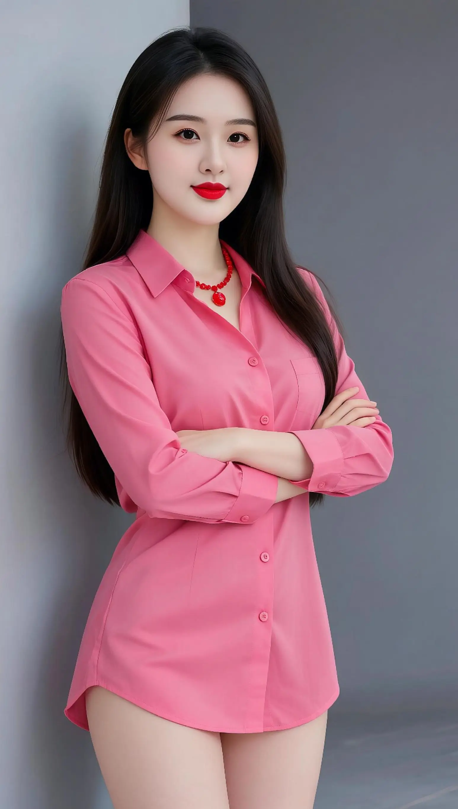 AI玫粉衬衫照 ai创作