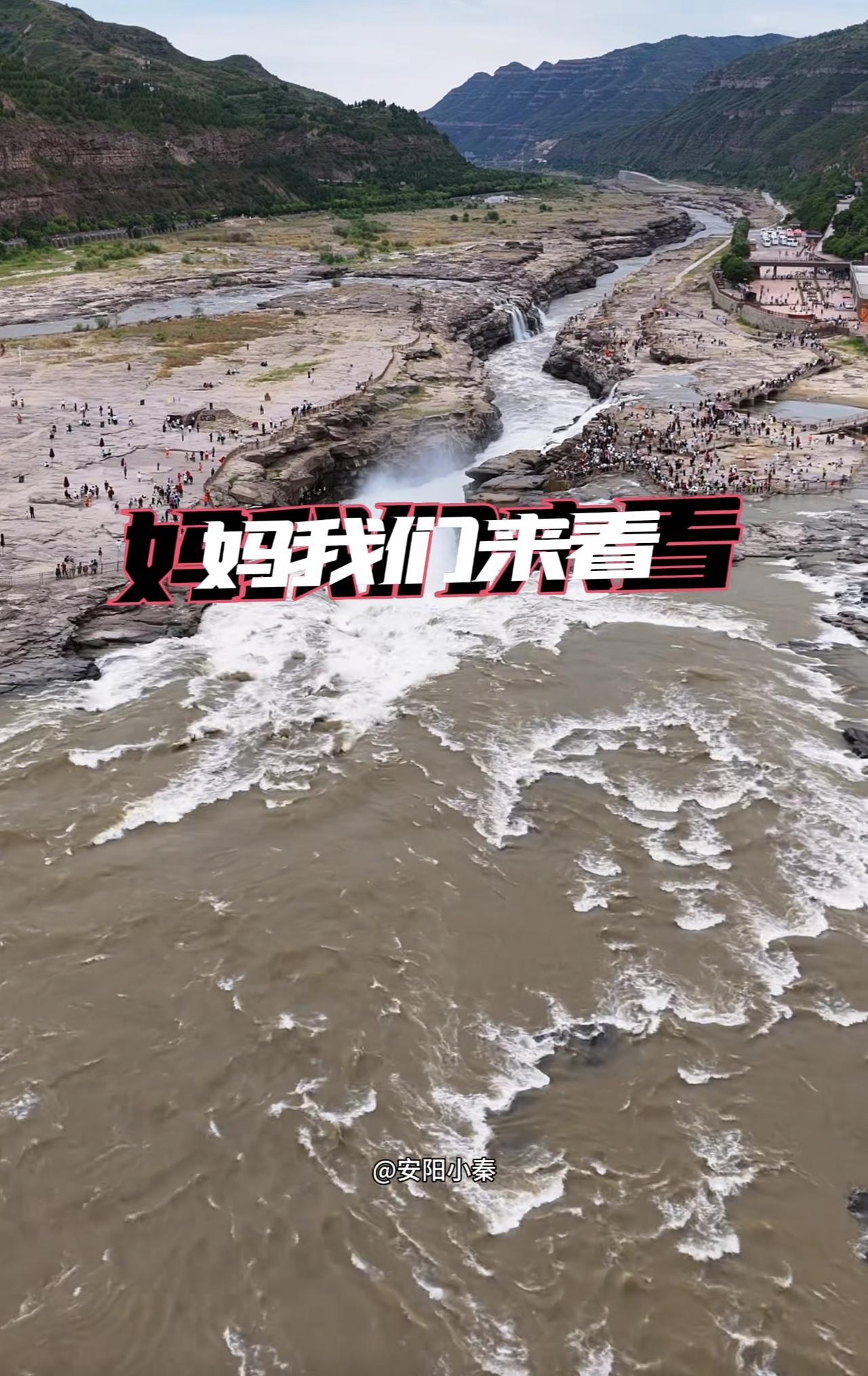 建议山西和陕西对壶口瀑布实施免费游览。
近日，一游客发布的“妈，我们来看你了，门