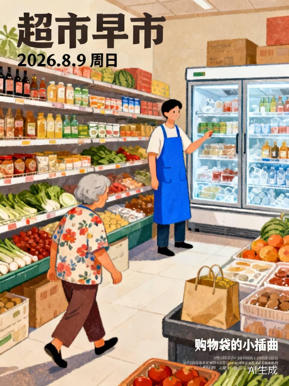 2026年8月9日，周日，我到妹妹的超市帮忙。
0刚开门收拾冰柜时，我亲眼瞧见一