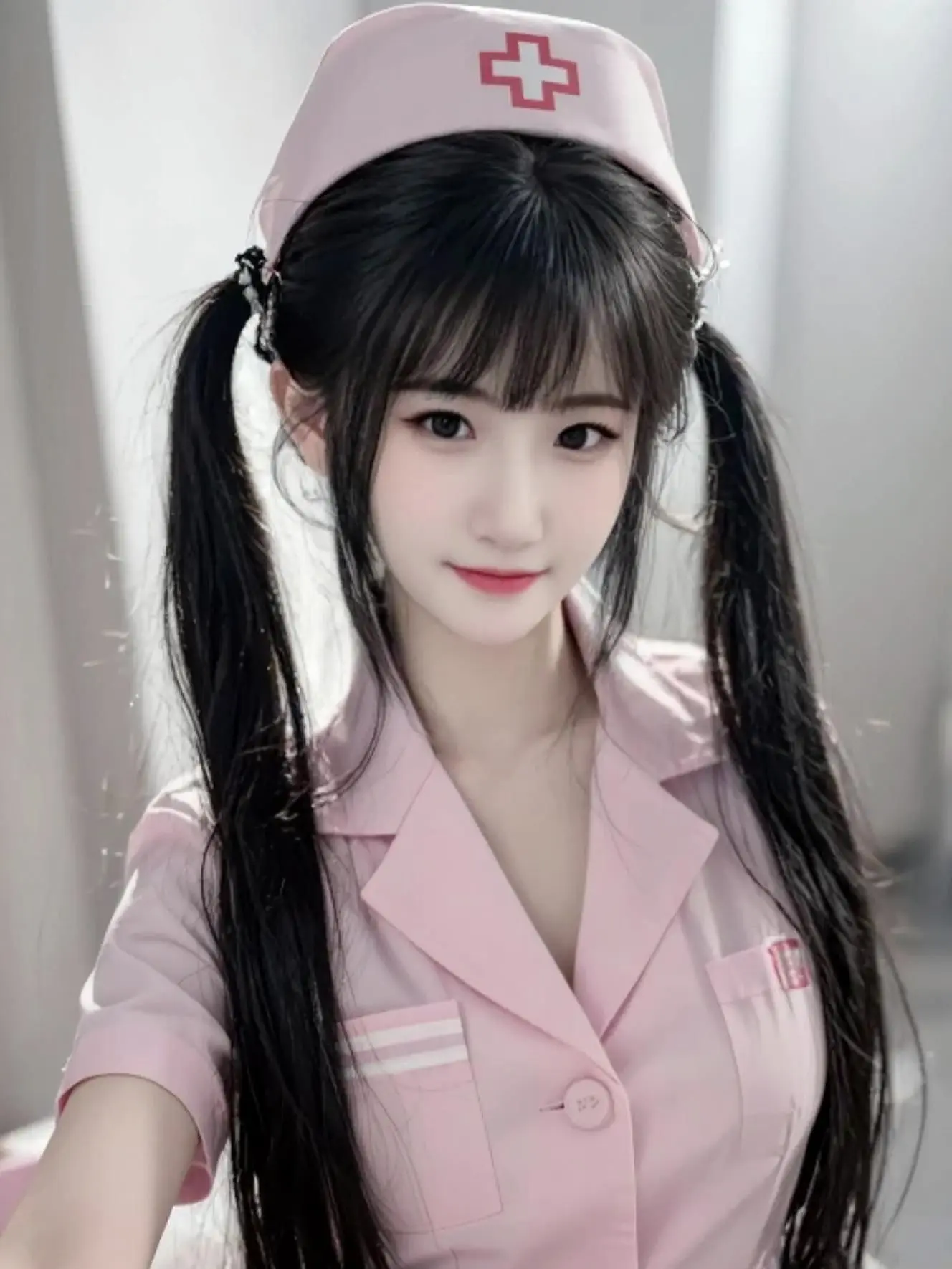AI双马尾护士自拍 ai创作