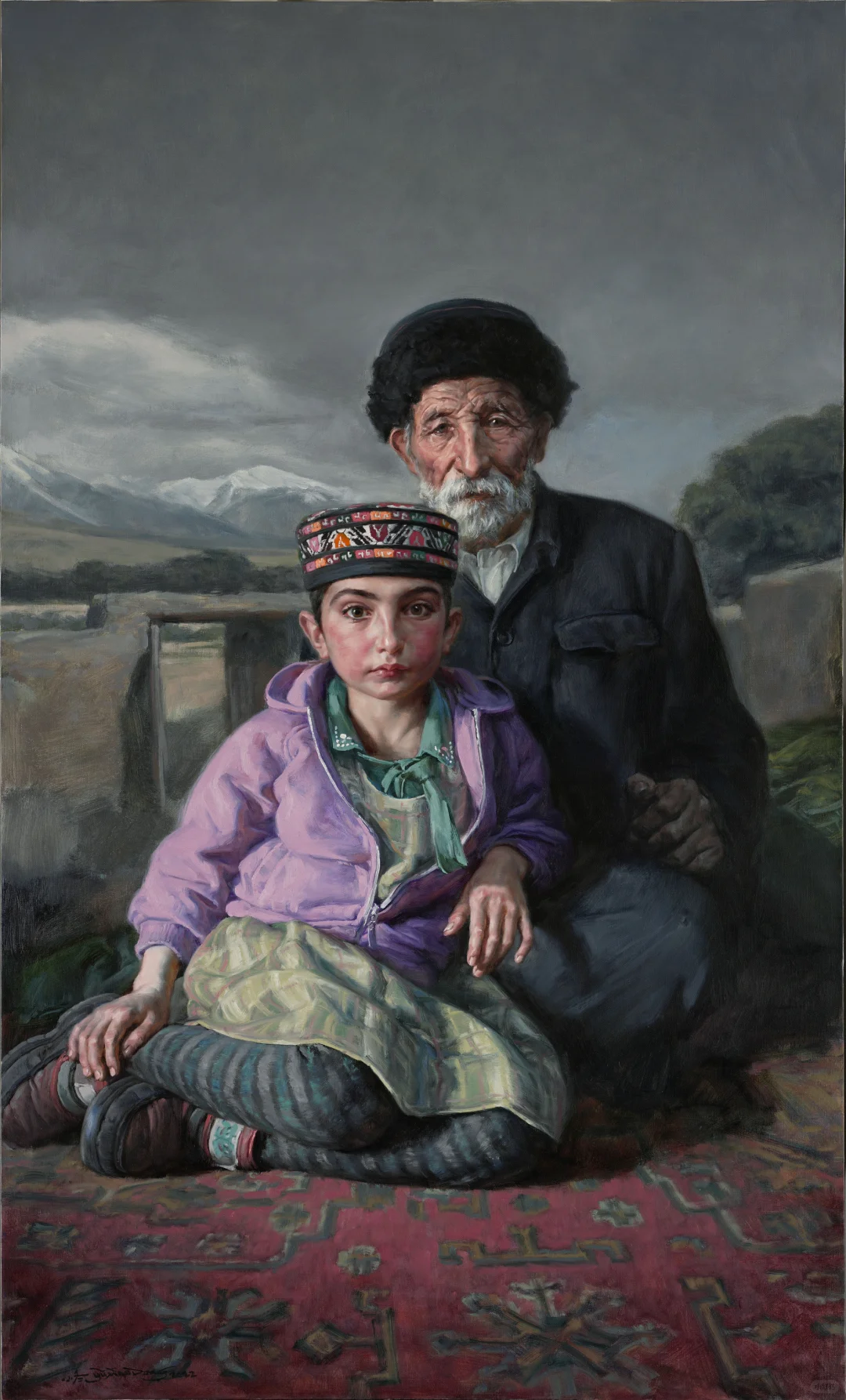 爷爷和孙女150X90CM2022