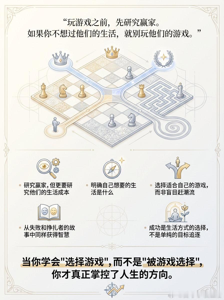 一位智者曾说：“玩游戏之前，先研究赢家。如果你不想过他们的生活，就别玩他们的游戏