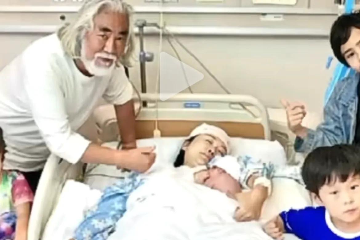 张纪中73岁再得一女取名“龙珠”，母女平安，从此以后就是一家六口了！ 

小家伙