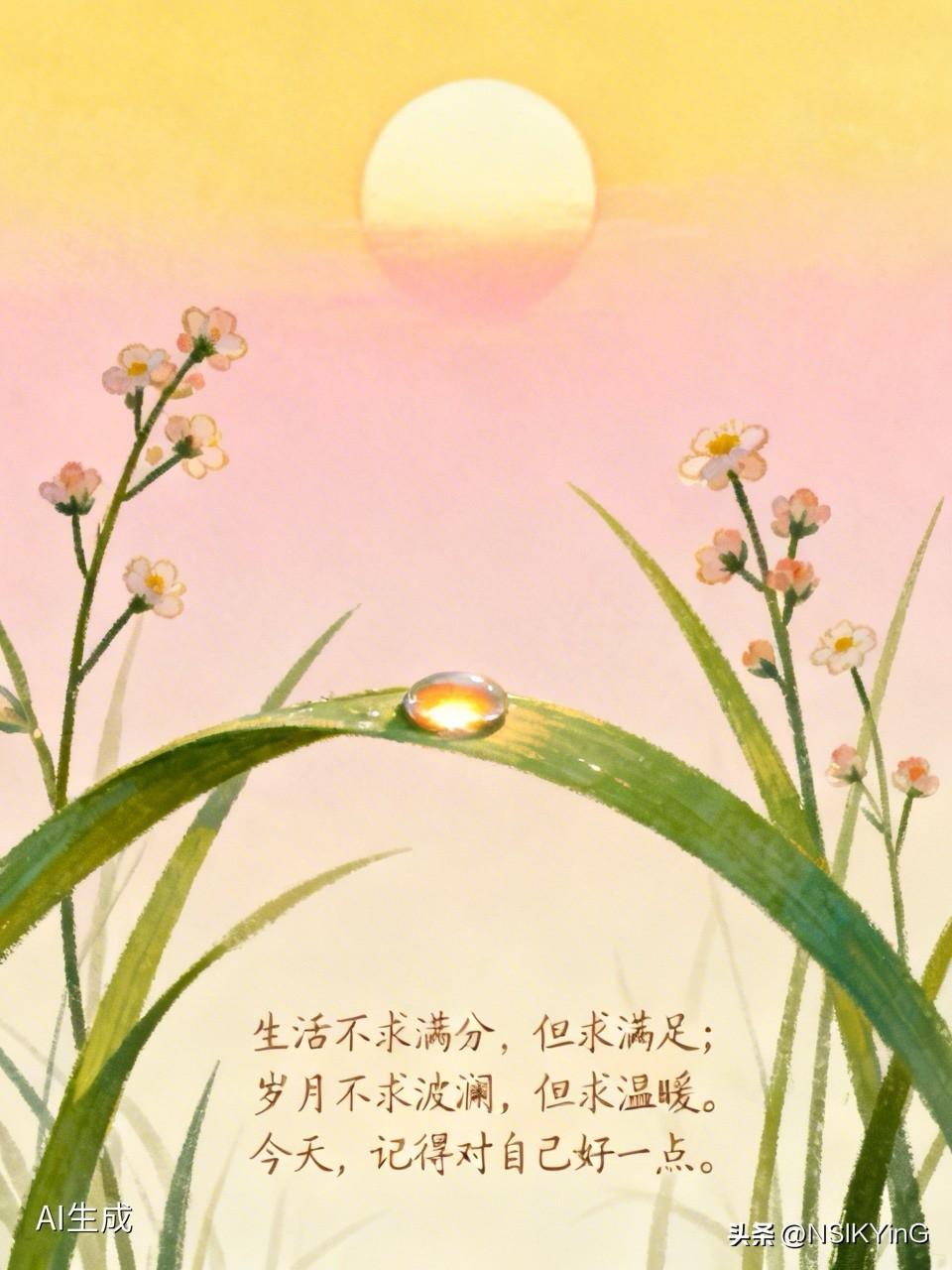 生活不求满分，但求满足；岁月不求波澜，但求温暖。今天，记得对自己好一点。