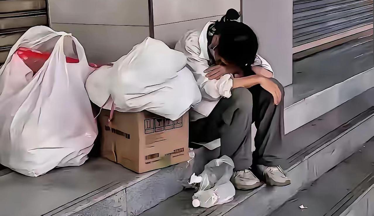 令人感动，四川成都一女孩大学毕业找不到工作，拖着行李箱在街头蹲了一下午，一个卖豆