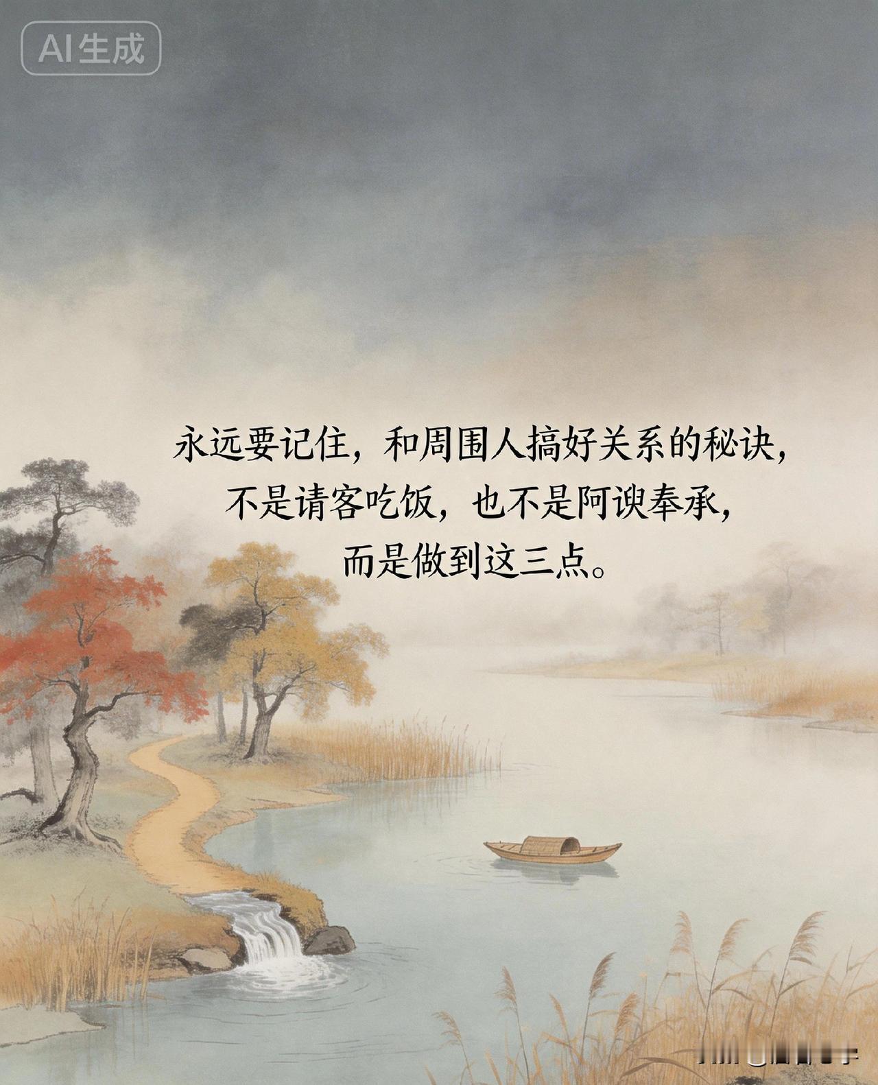 永远要记住，和周围人搞好关系的秘诀，不是请客吃饭，也不是阿谀奉承，而是做到这三点