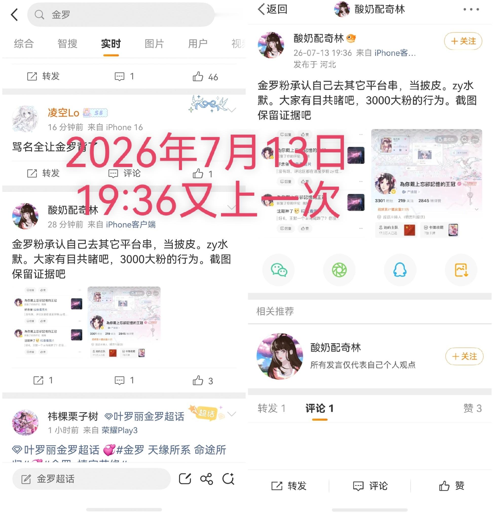 水默粉是那种自己出事就觉得全世界都是金罗粉的人， 