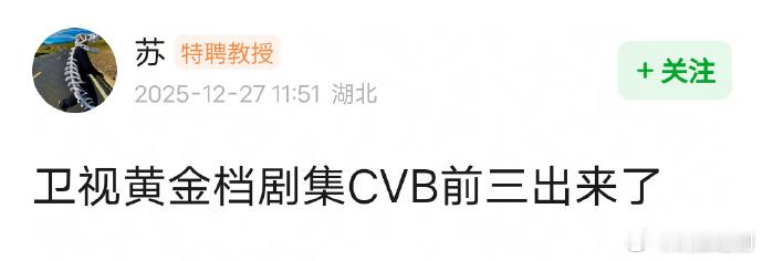 五大卫视黄金档古装剧cvb第一名湖南卫视：杨紫《国色芳华》浙江卫视：杨洋《凡人修