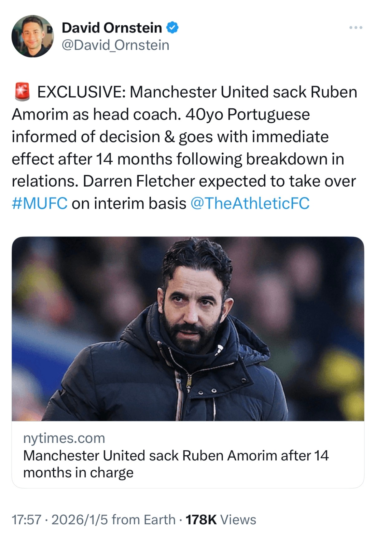 曼联解雇阿莫林 突如其来的Breaking News，说不清是天亮了还是天黑了，