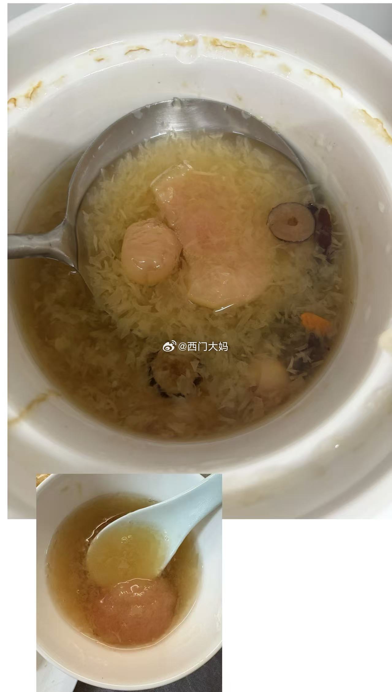 煮出胶质的银耳梨汤！太润了！玉露香梨一个，用盐搓洗表皮，不去皮（这是关键）去核切