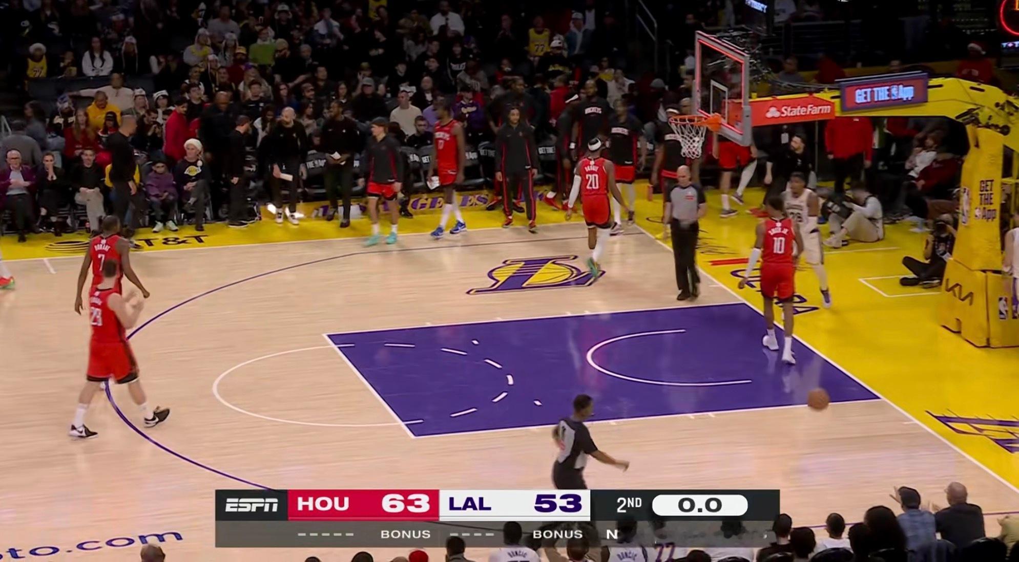 半场湖人53:63落后火箭十分。如何评价湖人上半场比赛的表现？火箭vs湖人nba