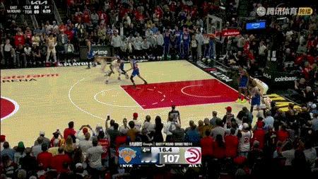 老鹰2比1尼克斯最后12秒，CJ后撤步中投打进，老鹰109-108尼克斯逸达看球