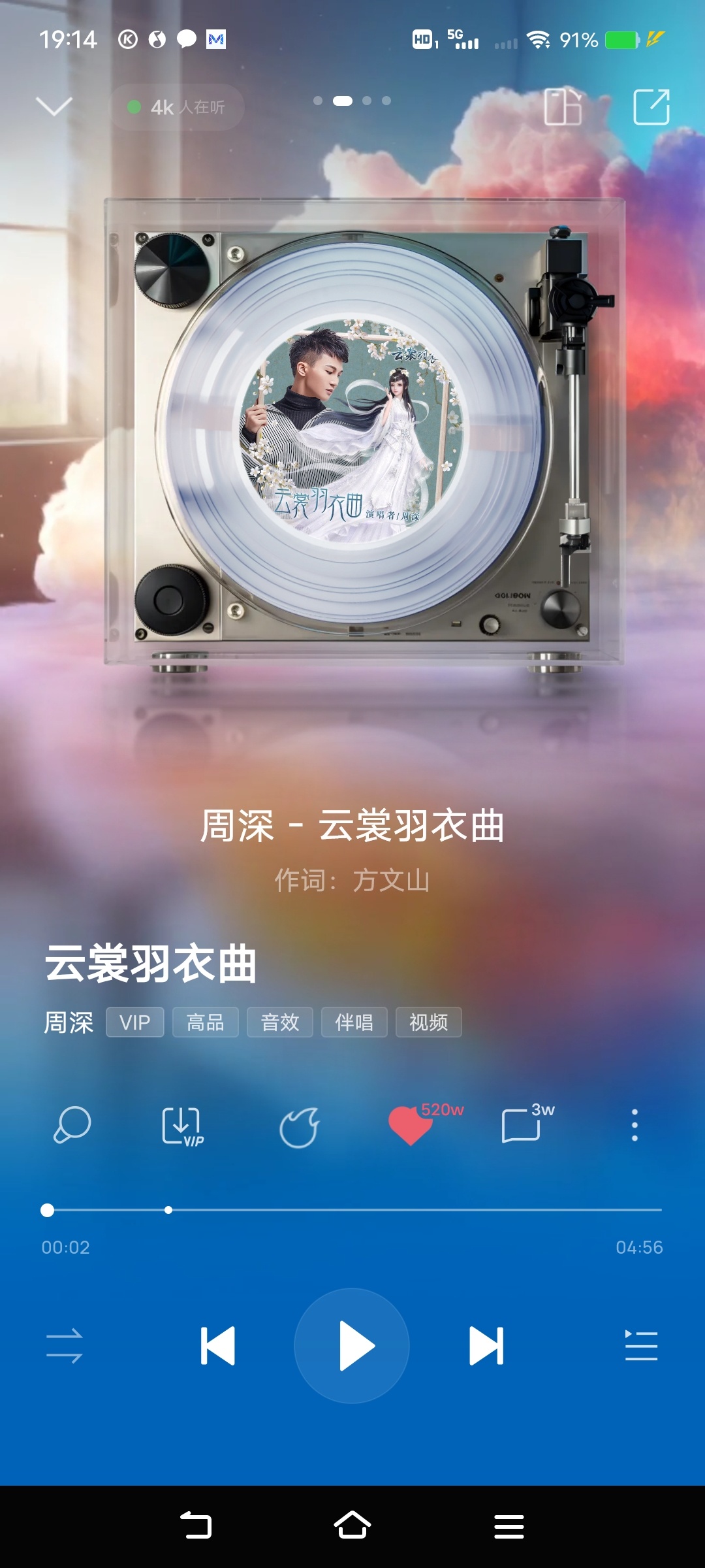 周深周深反深代词实体专辑 🎉🎉🎉撒个花，《云裳羽衣曲》q音收藏突破500万