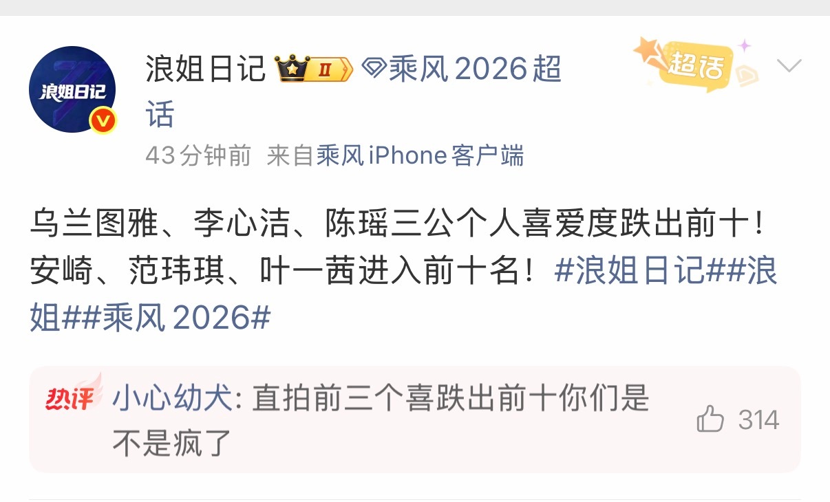 陈瑶个人喜爱能跌出前10我都觉得是🥭疯了 