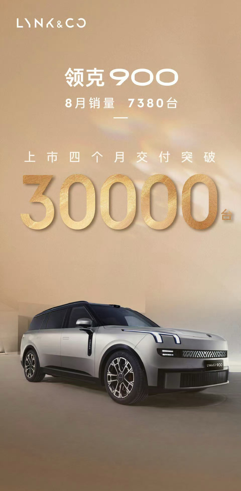 9月15日领克旗舰大六座SUV领克900自上市以来累计交付量正式突破30000台