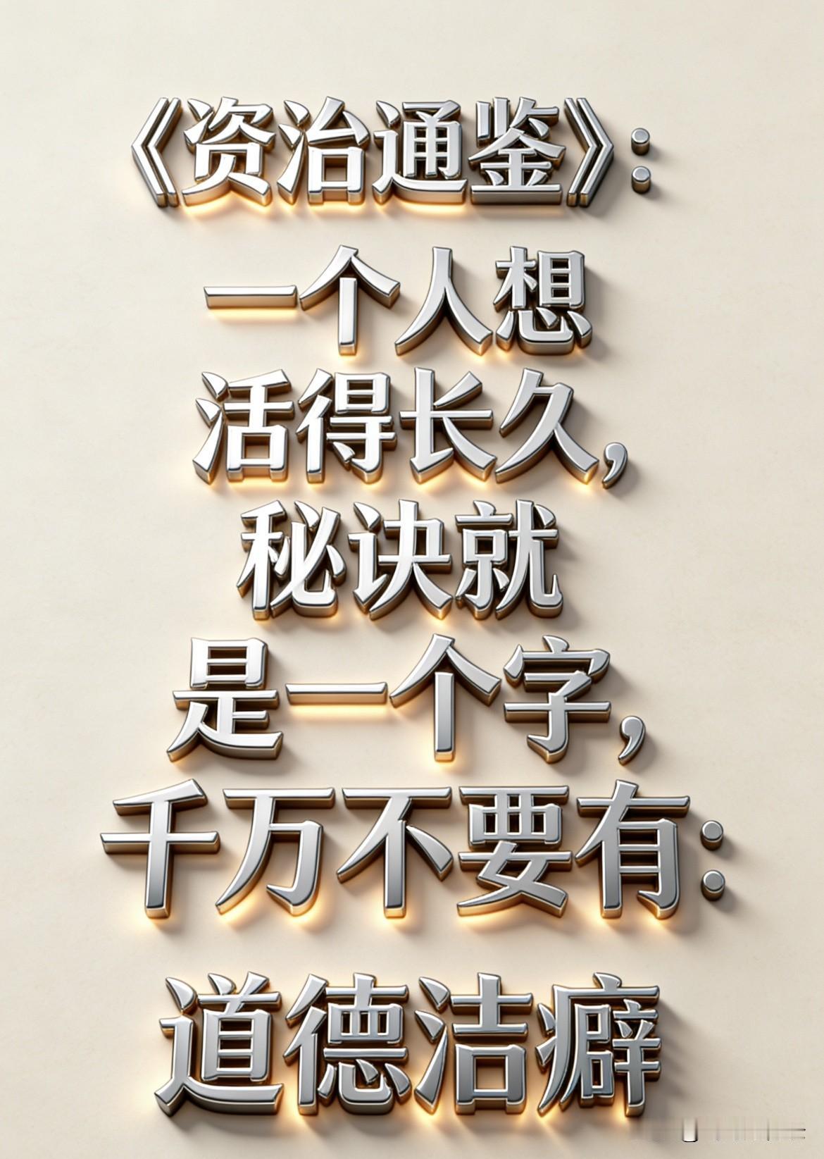 《资治通鉴》：一个人想活得长久，秘诀就是一个字，千万不要有：

道德洁癖

我认