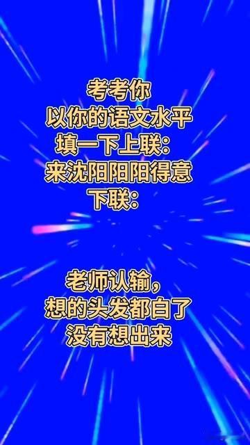 以你的水平，能对出来

什么样的对联 

上联：来沈阳，阳阳（洋洋）得意
求高手