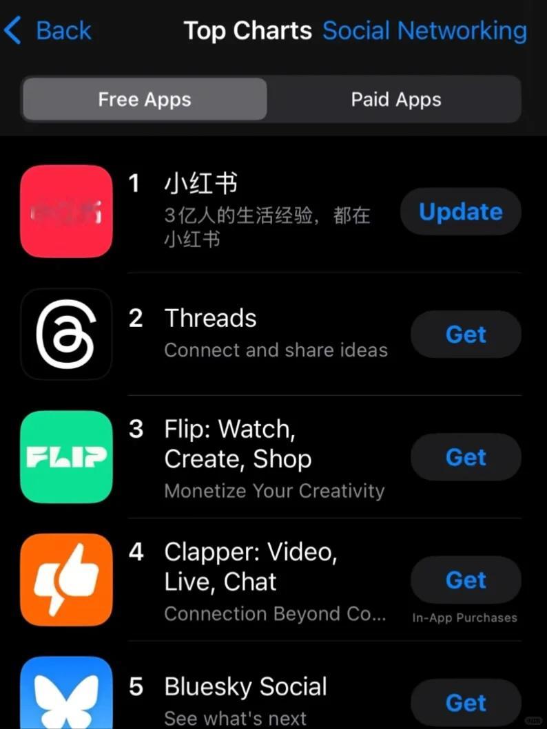 小红书美国appstore下载榜第一  真的是有点抽象的 万万没想到Tik To