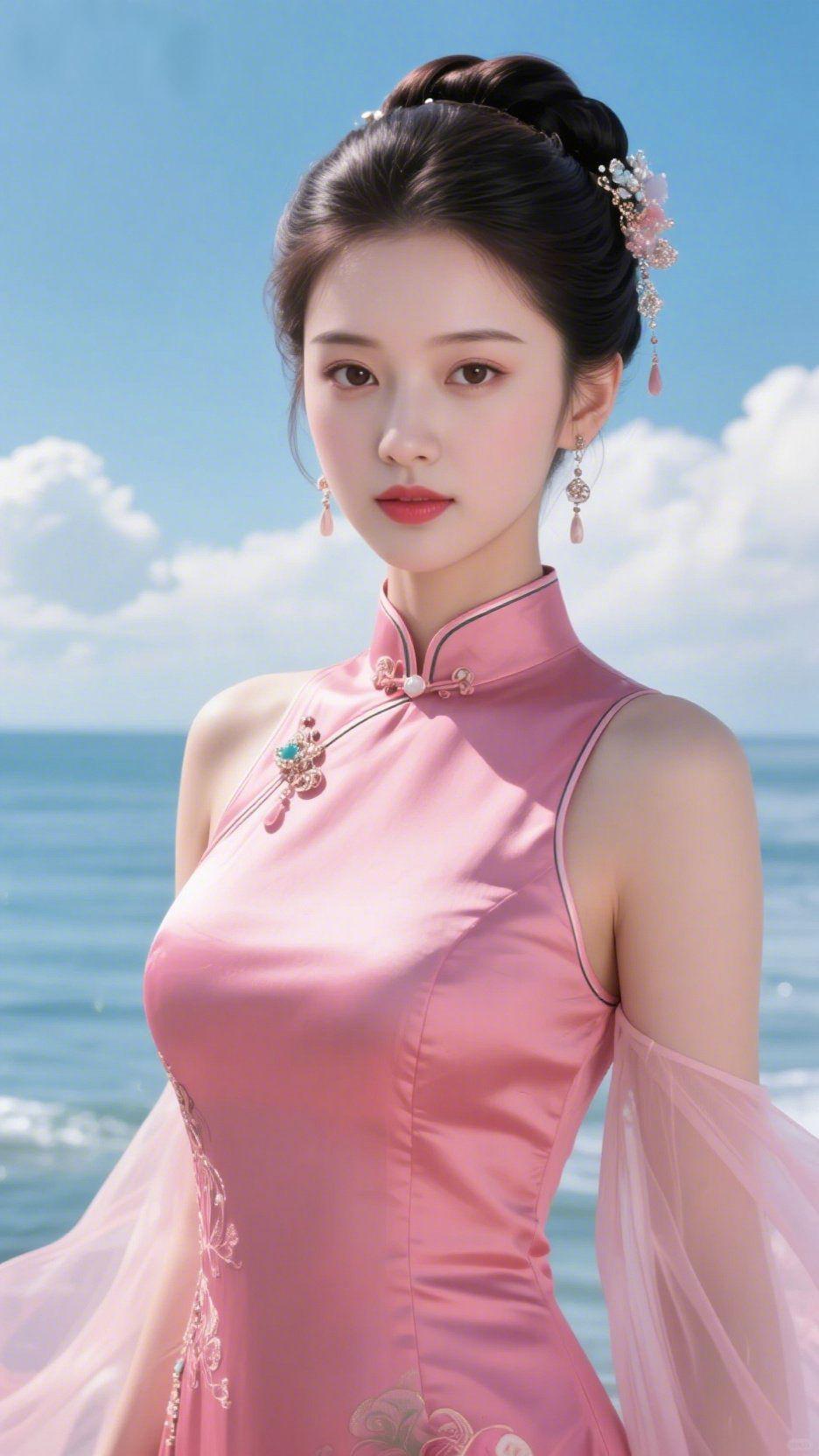 海天清韵七言排律
 
长空湛湛映澄澜，  远水悠悠接碧天。
晴云漫卷浮霄汉，  