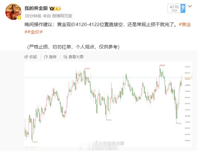 晚间布局4120空单已经损出，说起来是真的无奈，看涨等了一下午没给位置进。先抓个