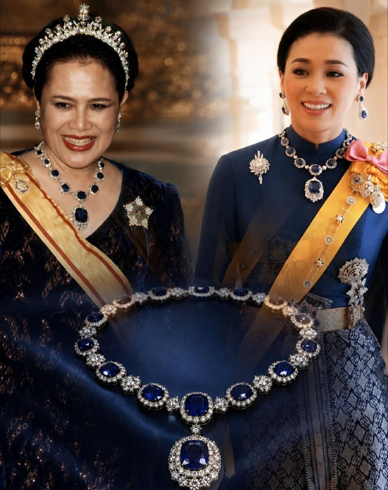 诗丽吉的蓝宝石项链，传给苏提达王后
这条项链可太厉害了！中间镶着一颗超大的蓝色蓝