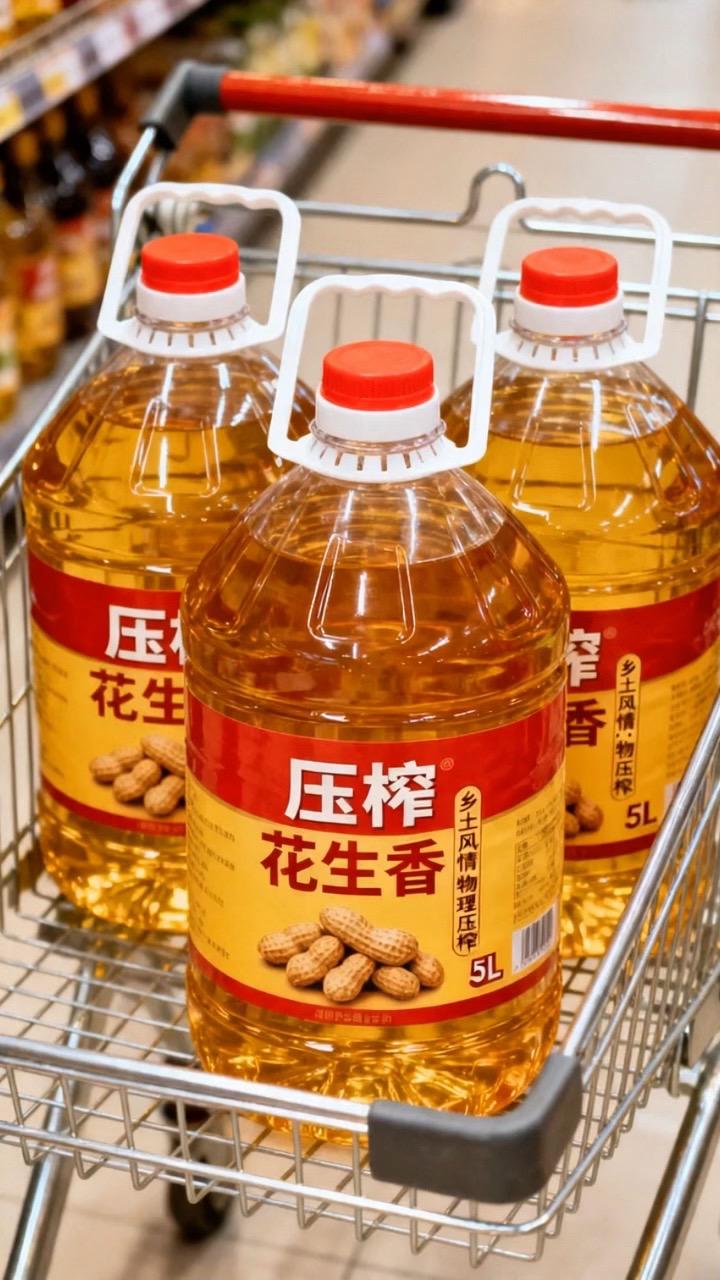满一桶5L一级压榨花生油 地道花生原香，物理压榨工艺 凉拌、爆炒、煎炸...
