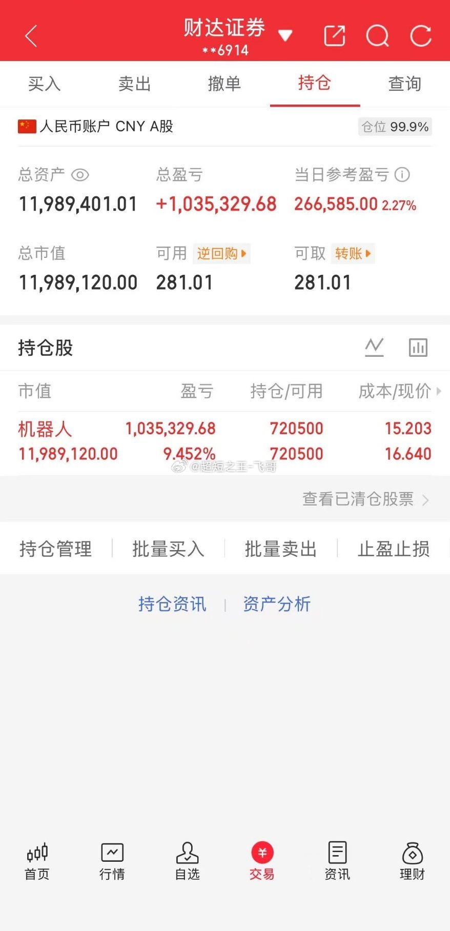 每日实盘实时更新，开盘思路、盘中操作、收盘总结，全程公开透明。今日操作：100天